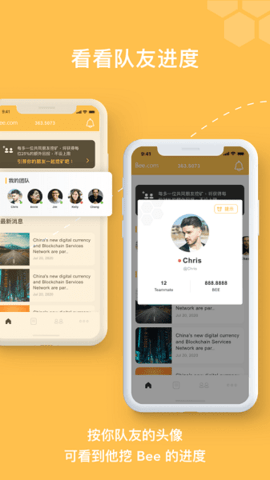 蜜蜂币应用界面示意图