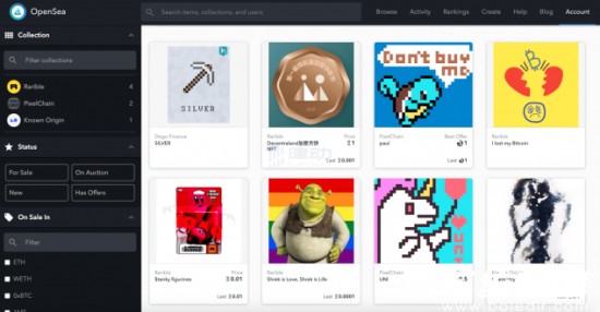 OpenSea资产展示界面