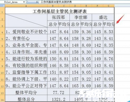 表格内容选取示意图