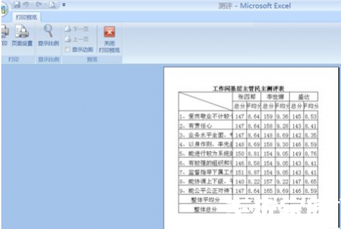 打印预览效果展示